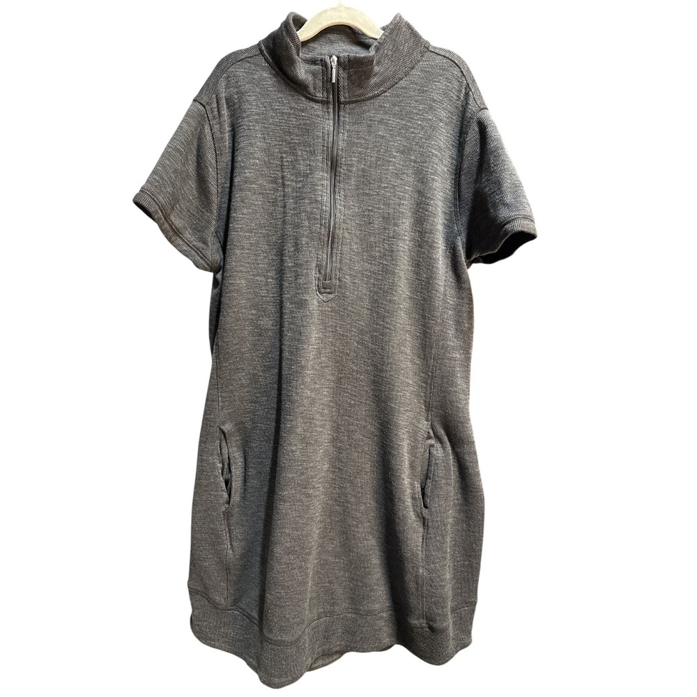 Legendary Outfitters Quarter Zip Knit Dress Pockets Charcoal Athleisure Sporty L
